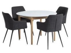 MARSTRAND Ø110 Table Blanc + 4 PURHUS Chaises Gris
