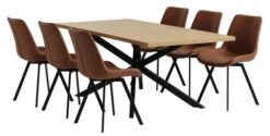 NORTOFT L200 Table Chêne + 4 HYGUM Chaises Cognac -Intérieur Chic 213976