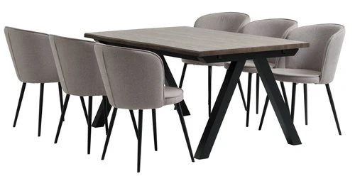 SANDBY L160 Table Chêne Foncé + 4 RISSKOV Chaises Gris Clair 2 SANDBY L160 Table Chêne Foncé + 4 RISSKOV Chaises Gris Clair – Image 2