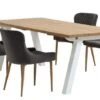 SKAGEN L200 Table Blanc/chêne + 4 PEBRINGE Chaises Vel. Gris