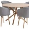 SKIBET Ø120 Table Chêne Clair + 4 KLOSTER Chaises Gris Clair