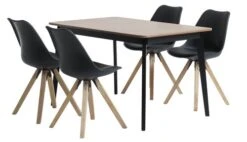 JEGIND L130 Table Chêne/noir + 4 BLOKHUS Chaises Noir