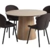 KLIPLEV Ø120 Table Chêne + 4 GEVNINGE Chaise Beige/noir