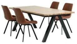 SANDBY L210 Table Chêne Naturel + 4 HYGUM Chaises Cognac
