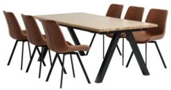 SANDBY L210 Table Chêne Naturel + 4 HYGUM Chaises Cognac -Intérieur Chic 214227