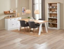 SKAGEN L200 Table Blanc/chêne + 4 PEBRINGE Chaises Vel. Gris -Intérieur Chic 214475 2