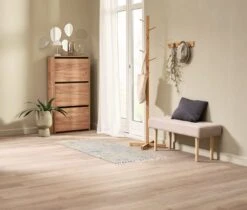 Banc HAGEBRO Tissu Sable/coloris Chêne -Intérieur Chic 214561