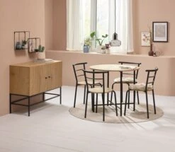 GADSTRUP Ø85 + 4 GADSTRUP Noir/coloris Chêne -Intérieur Chic 214565