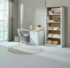 Bibliothèque MARKSKEL 5 Tablettes Blanc/chêne -Intérieur Chic 214567