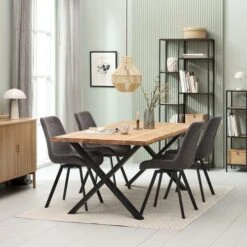 Étagère TRAPPEDAL 5 Tablettes Chêne/noir -Intérieur Chic 215222