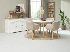 Buffet VISLINGE 3 Portes 3 Tiroirs Naturel/blanc -Intérieur Chic 218124 1