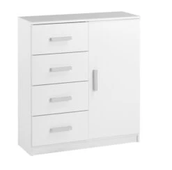 Commode 4 Tiroirs 1 Porte TAPDRUP Blanc