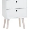 Table De Nuit OPLEV 2 Tiroirs Blanc/pin