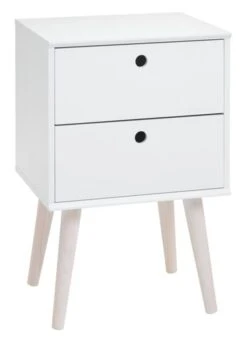 Table De Nuit OPLEV 2 Tiroirs Blanc/pin