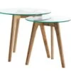 Tables Gigognes FALSLED Ø50/40 Verre/chêne 2pcs