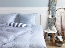 Parure De Lit Satin FREDERIKKE 240x220 Bleu/blanc -Intérieur Chic 75509