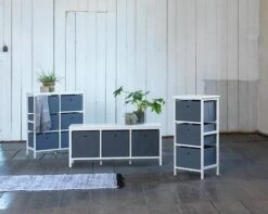 Commode 3 Boîtes ODBY Blanc/gris -Intérieur Chic 87475