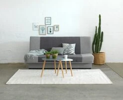 Bout De Canapé TAPS 40x40 Blanc/bambou -Intérieur Chic 87496