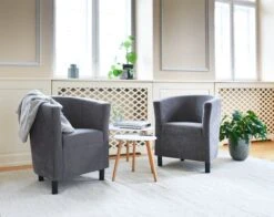 Bout De Canapé TAPS 55x55 Blanc/bambou -Intérieur Chic 87568 1