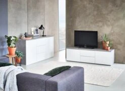Meuble TV JERNVED Béton/brillant -Intérieur Chic 87590