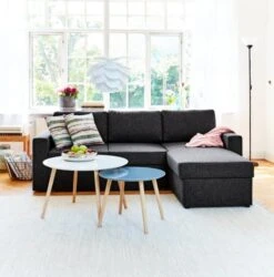 Canapé Convertible Avec Méridienne MARSLEV Gris Foncé -Intérieur Chic 95768